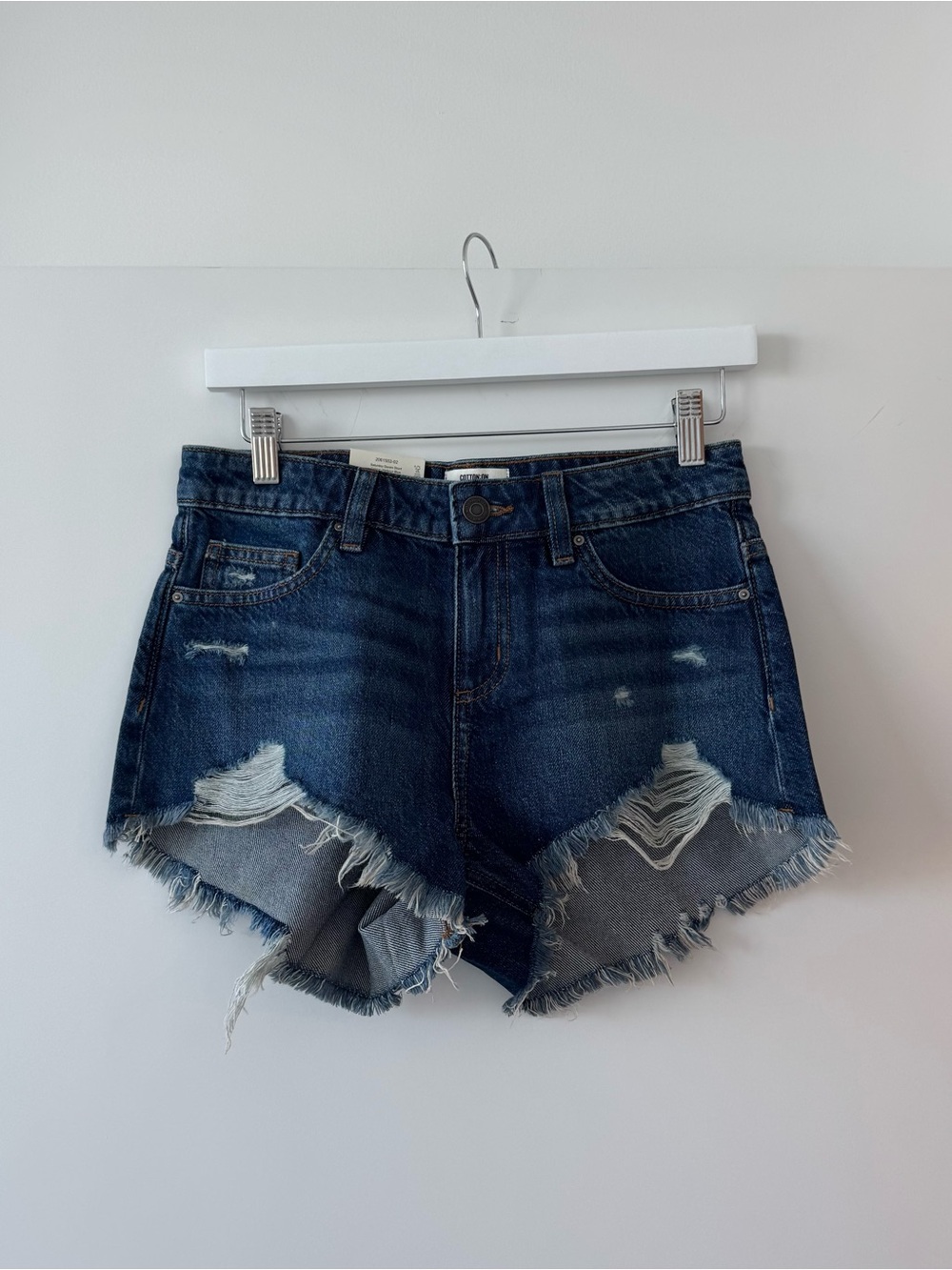 Cotton On Dark Blue Distressed Denim Cutoff Shorts